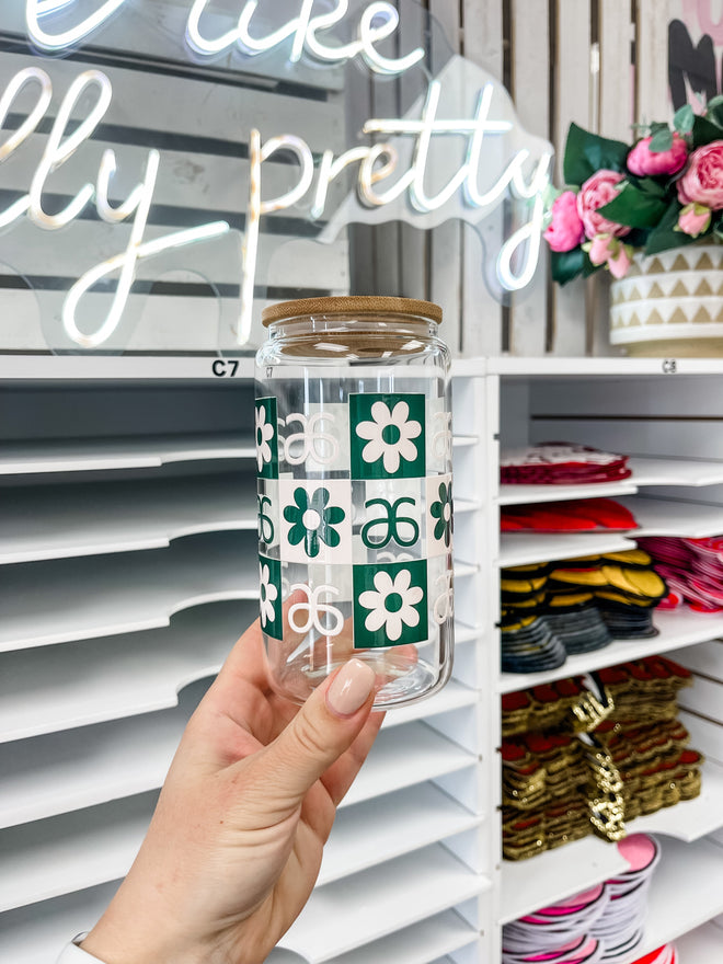 Arbonne Floral Iced Coffee Glass