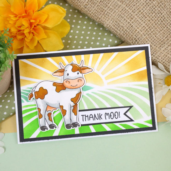 For the Love of Stamps - Cheery Cow & Chickens