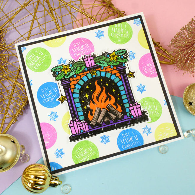 For the Love of Stamps - Festive Fireplace