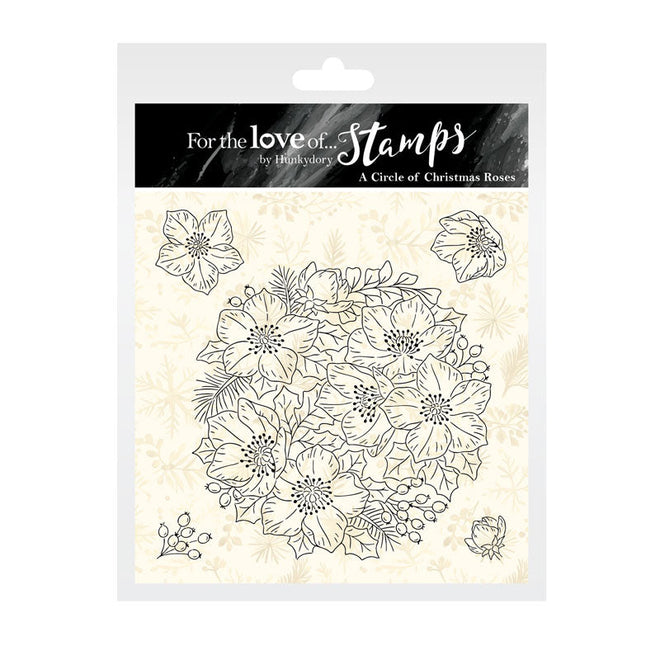 For the Love of Stamps - A Circle of Christmas Roses