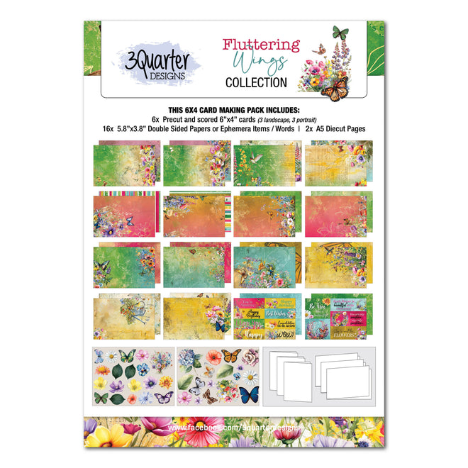 3Quarter Designs Fluttering Wings 6x4 Card Pack