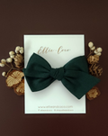 Forest Green Linen Oversize Bow