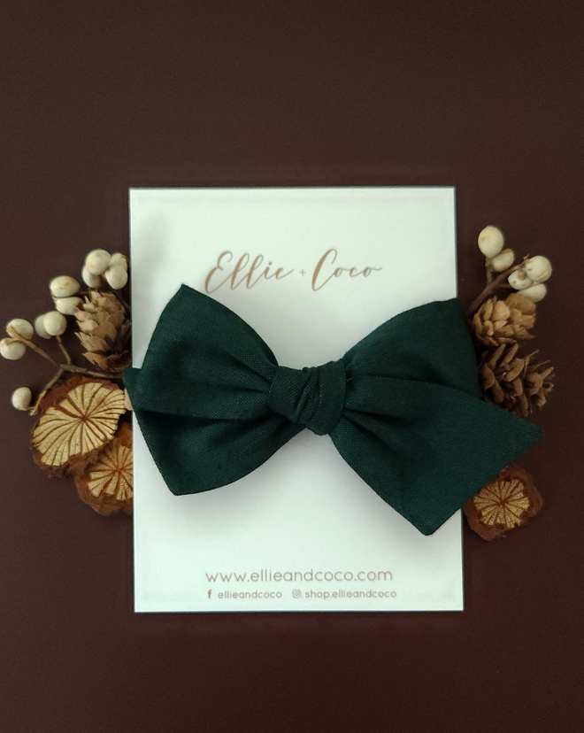 Forest Green Linen Oversize Bow