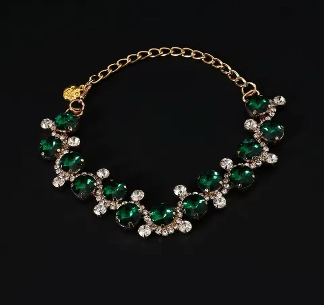 Emerald Dog Necklace – Luxury Rhinestone Pet Necklace