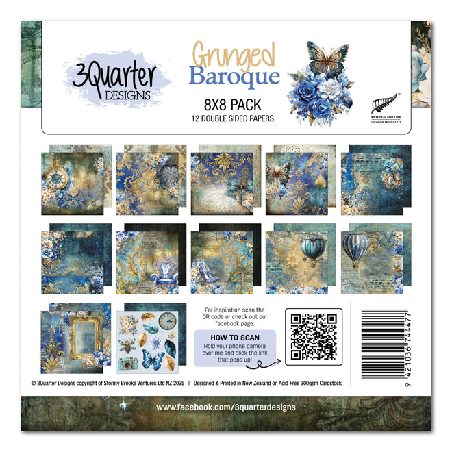 3Quarter Designs Grunged Baroque  8x8 Paper Pack