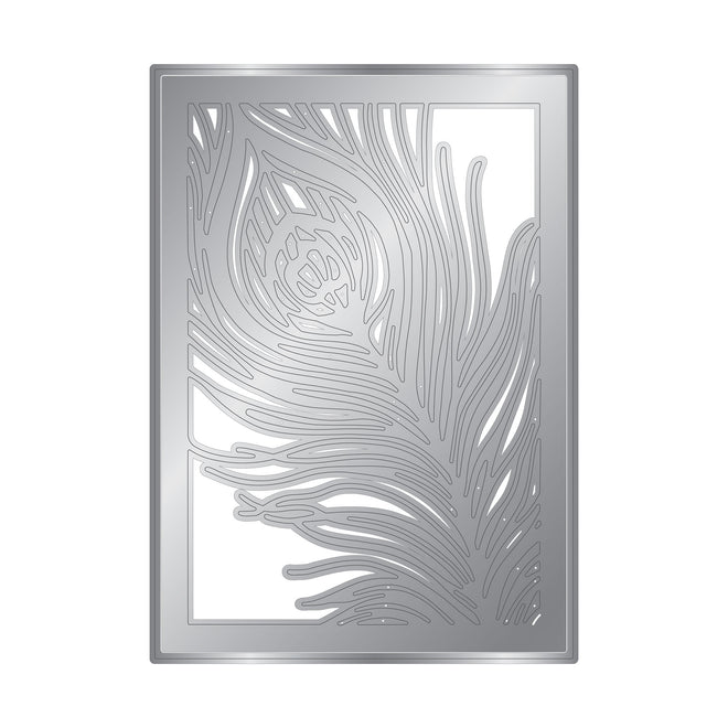 Graceful Plumes Metal Die Create-a-Card - Peacock Quill 