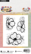 HE Clear Stamp Grungy Flowers Dragonfly Dreams 62x93x3mm 3 Pieces