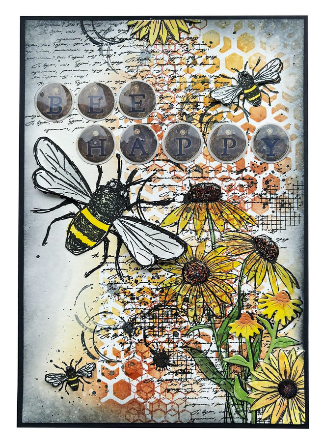 HE Clear Stamp Floral Bits Sweet Bee Memories 16 PC