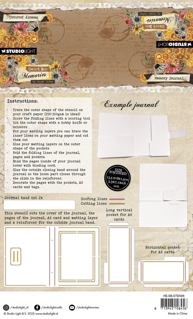 HE Stencil Memory Journal Sweet Bee Memories 4 PC