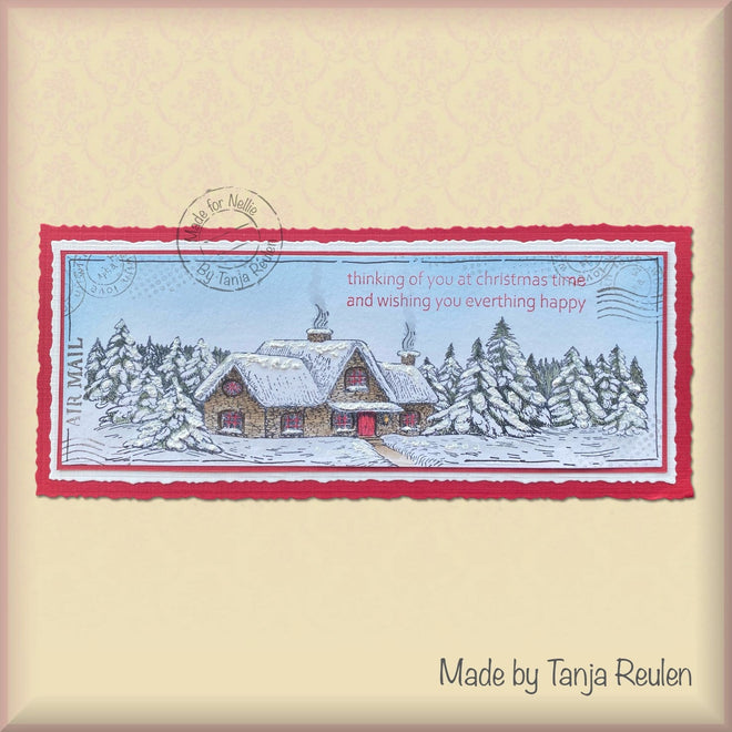Nellie's Choice Clear Stamp Idyllic Floral Scene Slim Line - Snow Landscape
