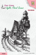 Nellie's Choice Clear Stamp Idyllic Floral Scene - Country Road With House
