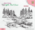 Nellie's Choice Clear Stamp Idyllic Floral Scene - Stream With Bridge