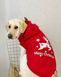Merry Christmas Reindeer Dog Hoodie – Cozy Red & White Holiday Sweater