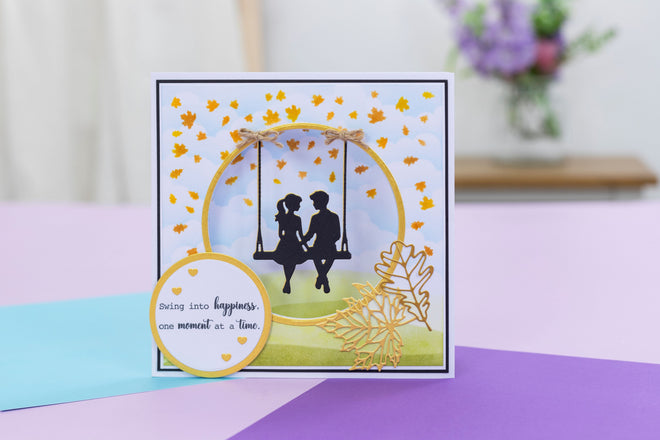 Crafters Companion Metal Die, Stamp & Stencil Set - Swing into Happiness