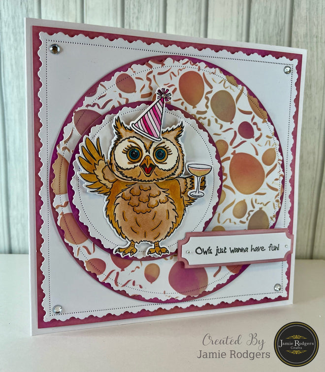Jamie Rodgers Crafts - Balloons & Streamers 8" x 8" Stencil