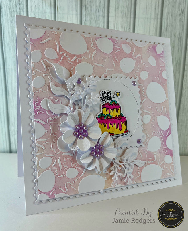 Jamie Rodgers Crafts - Balloons & Streamers 8" x 8" Stencil