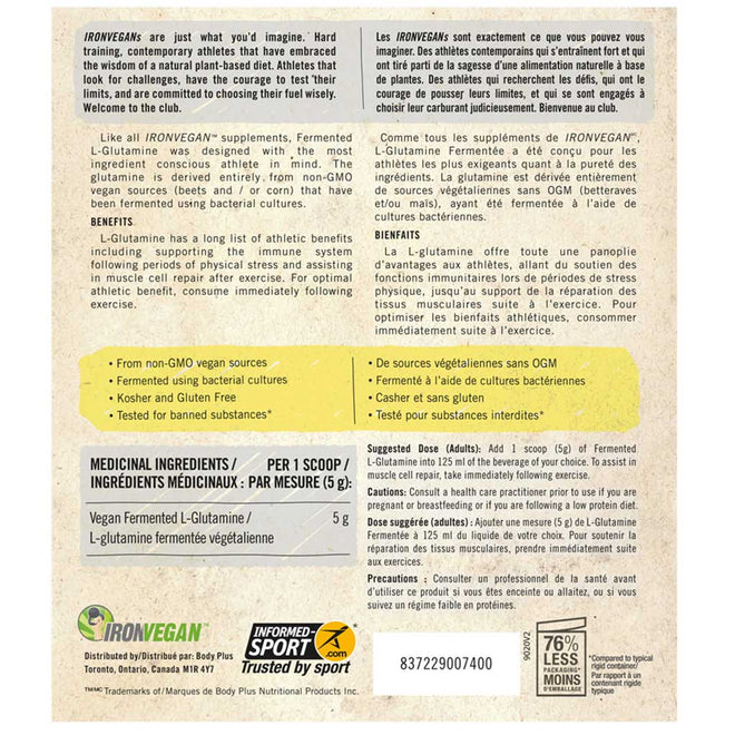 Iron Vegan FERMENTED L-GLUTAMINE, 400g