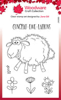 Woodware Clear Singles Fuzzie Friends Sadie The Sheep 4 in x 6 in Stamp