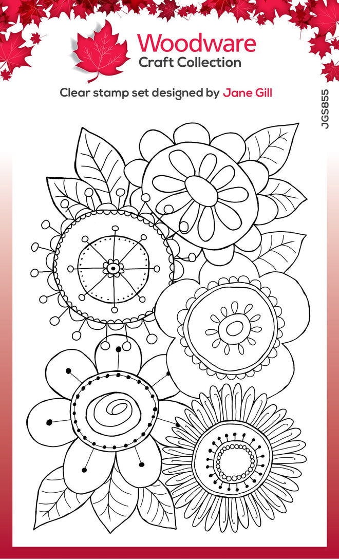 Woodware Clear Singles Petal Doodles All Bunched Up 4 in x 6 in Stamp Set