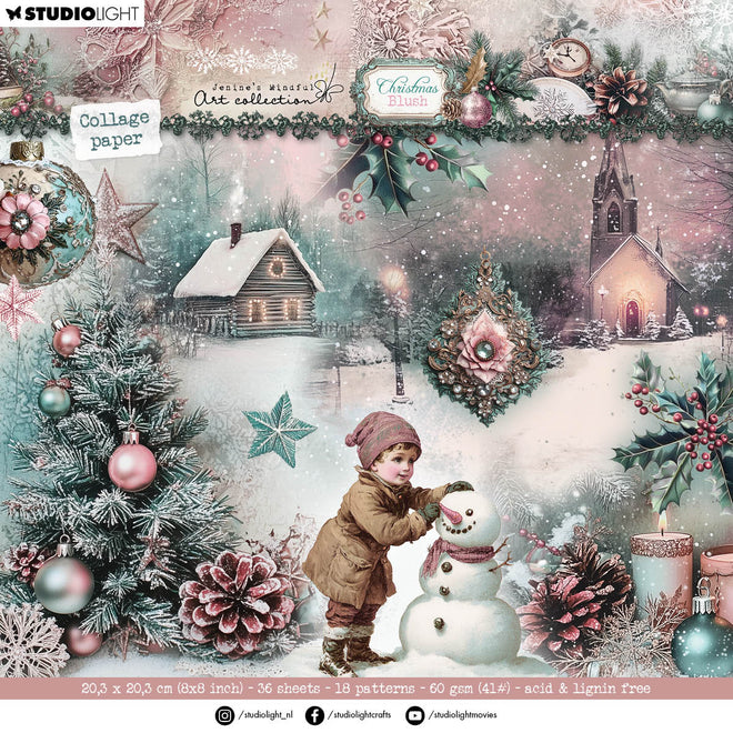JMA Collage Paper Pad Backgrounds & Elements Christmas Blush 36 Sheets