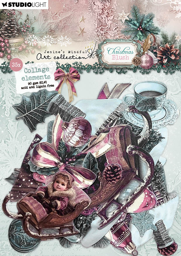 JMA Paper Elements 35 Collage Elements Christmas Blush 35 Pieces