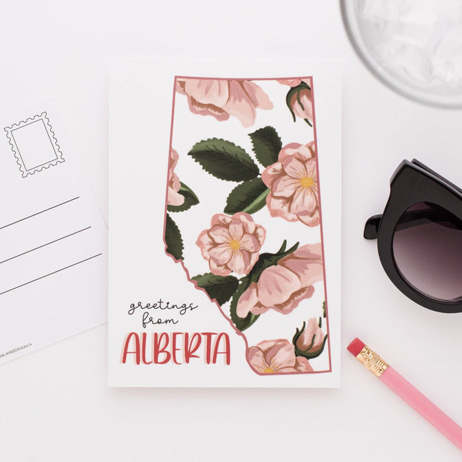 Greetings From Alberta (White) Postcard