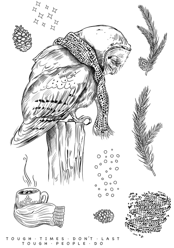 Katkin Krafts Wisdom Owl 6 in x 8 in Clear Stamp Set