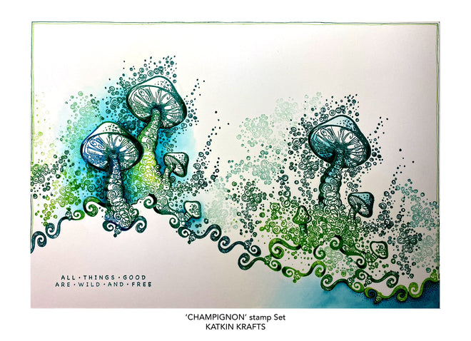 Katkin Krafts Champignon 6 in x 8 in Clear Stamp Set