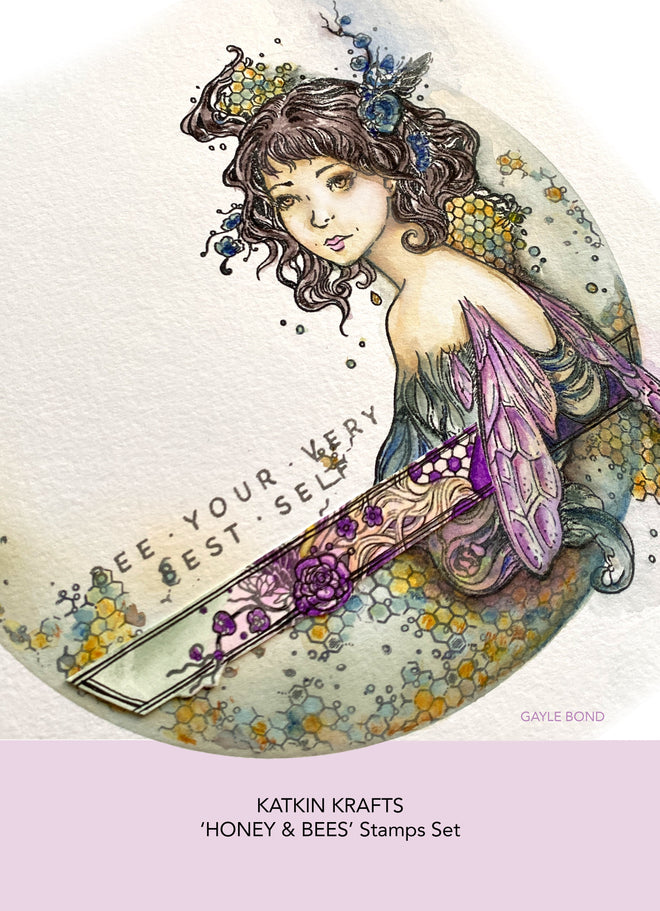 Katkin Krafts Honey & Bees 6 in x 8 in Clear Stamp Set