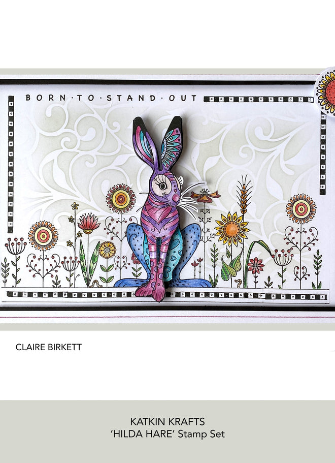 Katkin Krafts Hilda 6 in x 8 in Clear Stamp Set