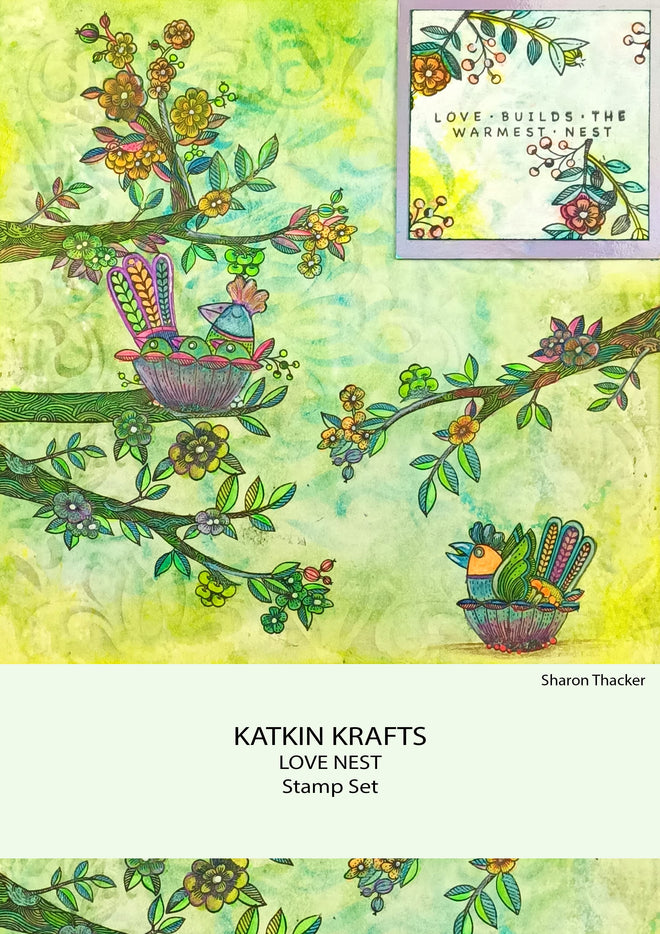 Katkin Krafts Love Nest 6 in x 8 in Clear Stamp Set