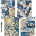 Craftmix Urban Blue Denim Mixed A5 Paper Pack - 8 Sheets (Tissue & Vellum Variety)
