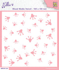 Nellie's Choice Mixed Media Stencil Square - Frog Series - Frog Footprints
