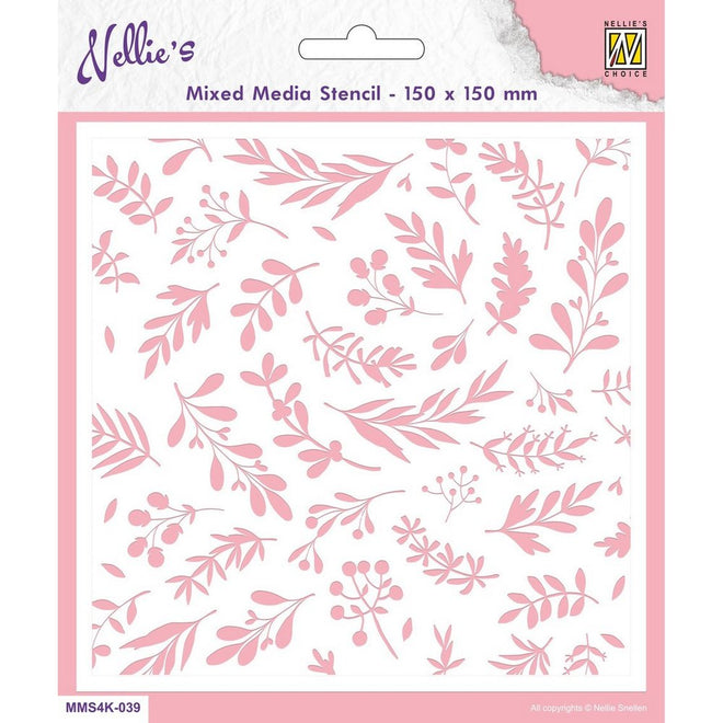 Mixed Media Stencil Square - Branches & Berries