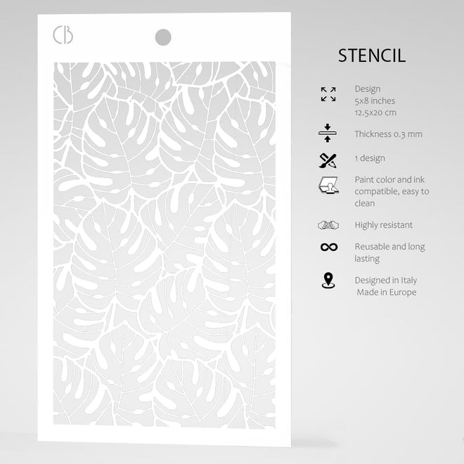Ciao Bella Texture Stencil 5"x8" Tropical Leaves