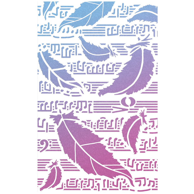 Ciao Bella Texture Stencil 5x8 Swan Feathers