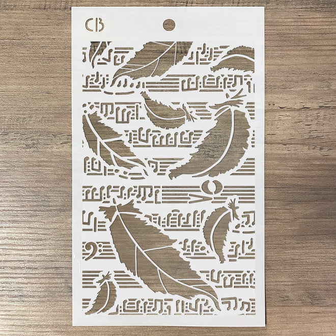Ciao Bella Texture Stencil 5x8 Swan Feathers