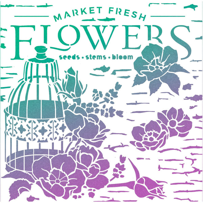 Ciao Bella Texture Stencil 8x8 Market Fresh Flowers