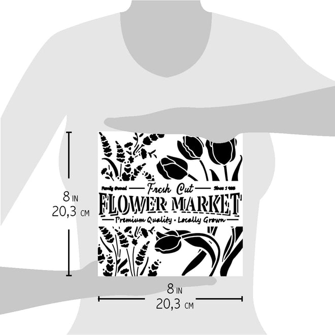 Ciao Bella Texture Stencil 8x8 Flower Market
