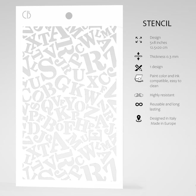 Ciao Bella Texture Stencil 5"x8" Newspaper Font