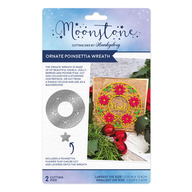 Moonstone Dies - Ornate Poinsettia Wreath