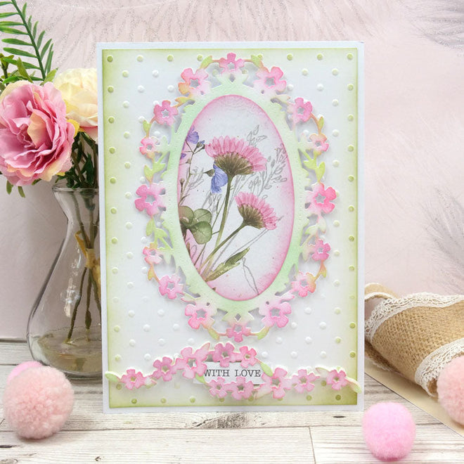 Moonstone Dies - Blossoming Oval Frame & Flourishes