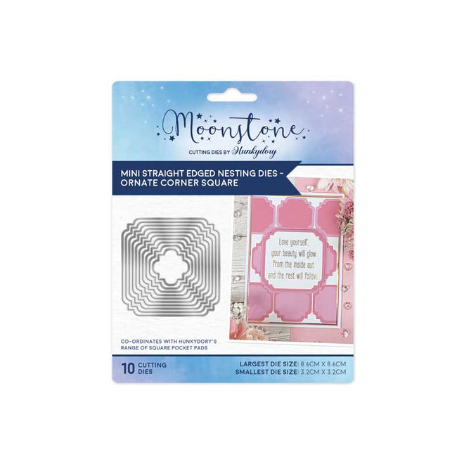 Moonstone Dies - Mini Straight Edged Nesting Dies - Ornate Corner Square