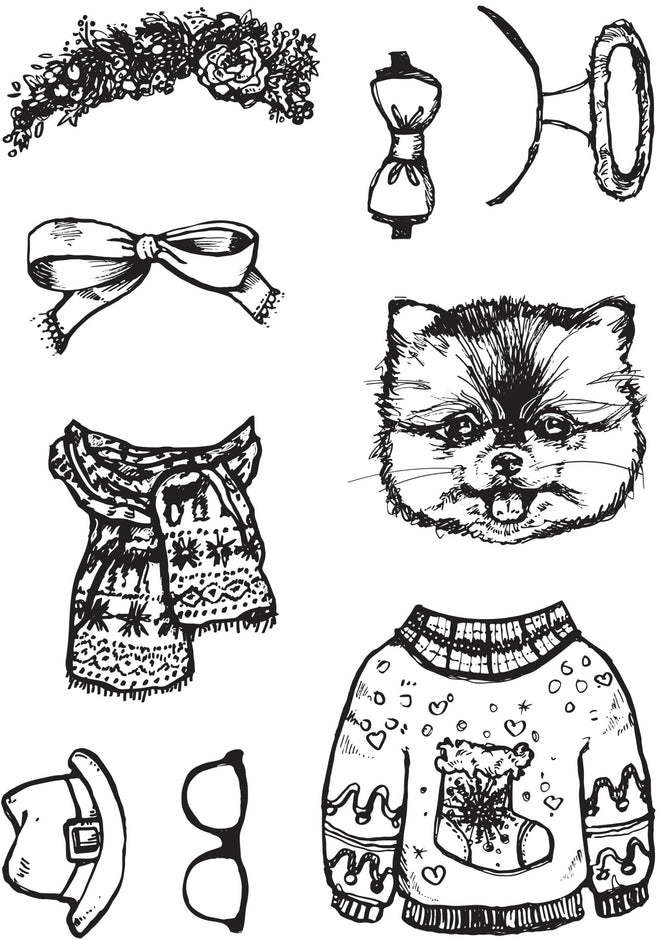 Creative Expressions Jane Davenport Merry Cutemas 6 in x 8 in Clear Stamp Set