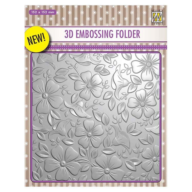 Nellie's Choice 6 x 6 3D Embossing Folder Flowers 3