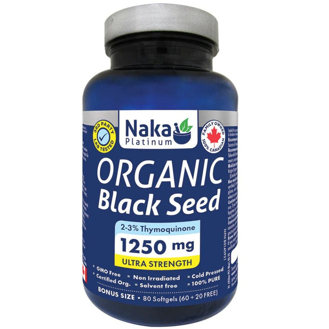 Naka ORGANIC BLACK SEED 1250mg, 80 Softgels