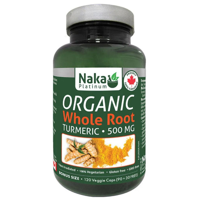 Naka Platinum ORGANIC WHOLE ROOT TURMERIC, 120 VCaps