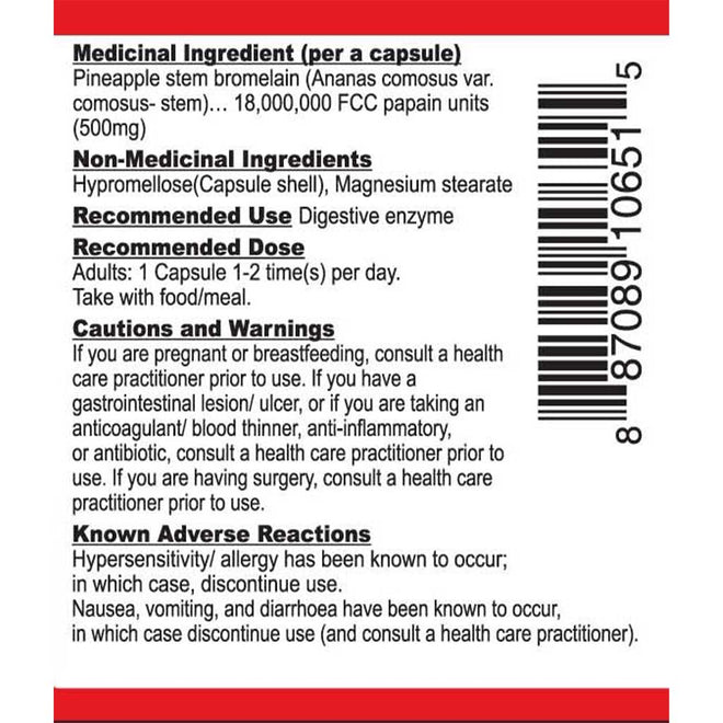 Nutridom BROMELAIN (Digestive Enzyme), 500mg x 60 VCaps