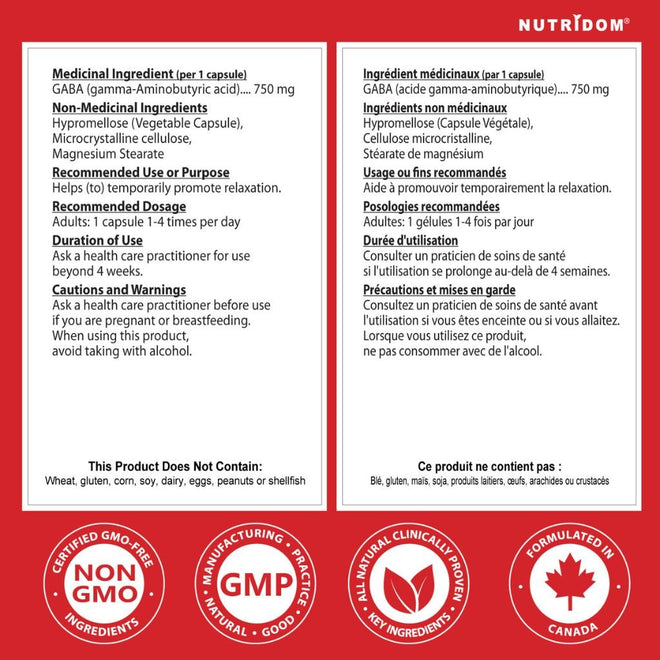 Nutridom GABA 750mg, 120 VCaps