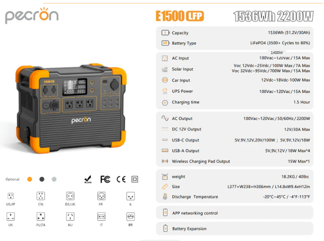 PECRON E1500LFP Portable Power StatIon